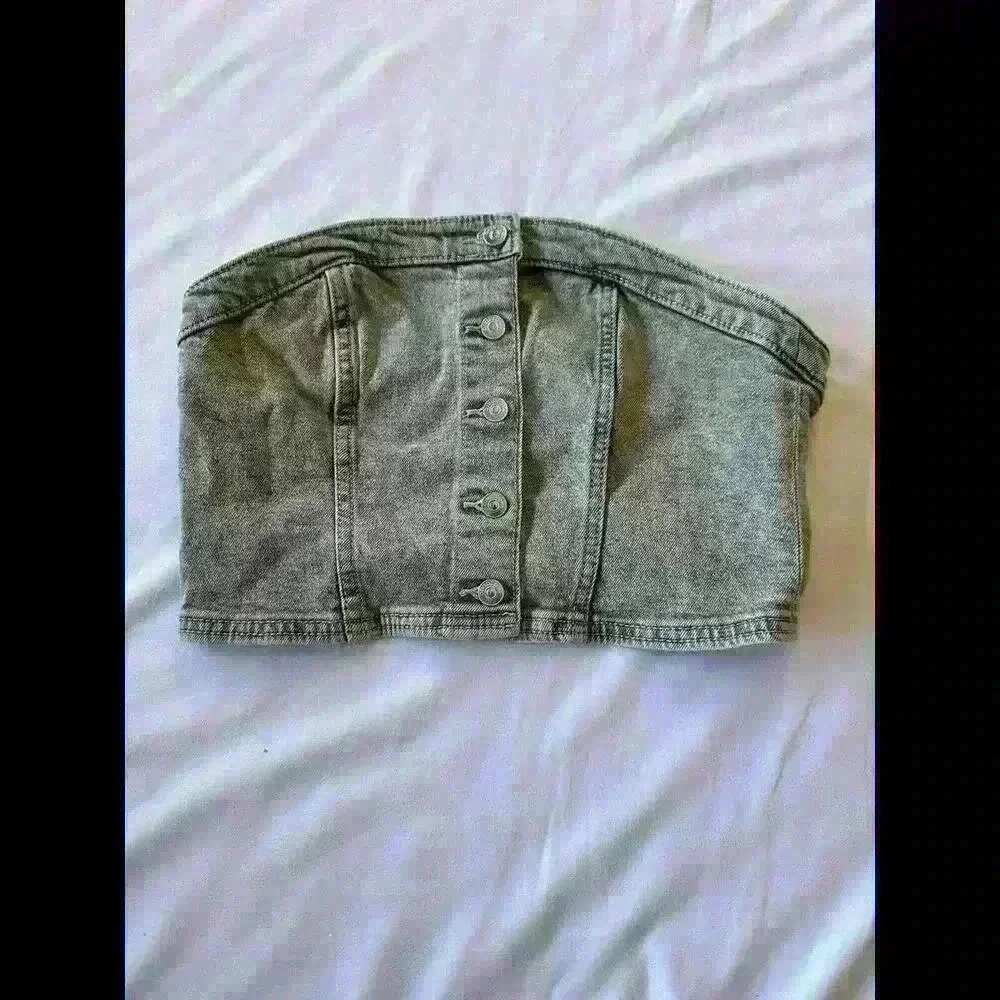 M denim cropped cargo bustier bralette top Size S